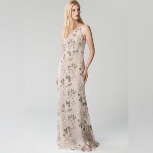 Jenny Yoo Cream Halter Maxi Gown for Weddings